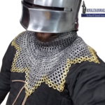 9 mm Chainmail Collar, zig zig Bottom Two brass row bottom