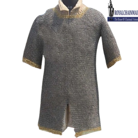 Chain mail shirt  9 mm Round Ring with Solid Rings Dome Riveted edge brass ring  LARP Chainmail