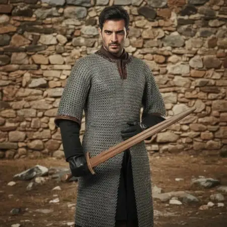 9mm Chain mail Hauberk , Medieval Half Sleeve Armor Shirt