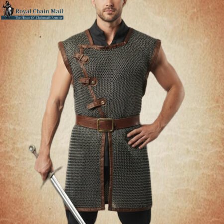Open Chainmail shirt , 9mm Flat Riveted with Washer , Ren faire costume